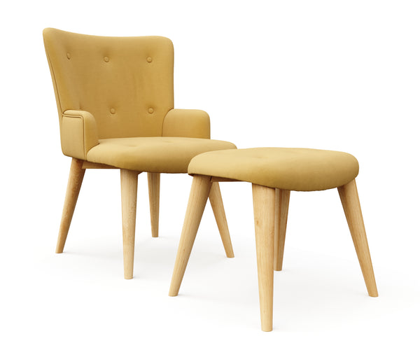 Sessel mit Hocker NEVIO gelb