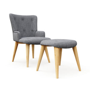 Sessel mit Hocker NEVIO grau