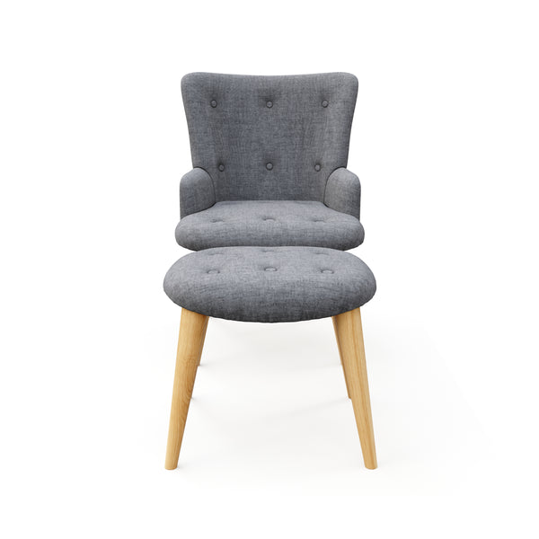 Sessel mit Hocker NEVIO grau