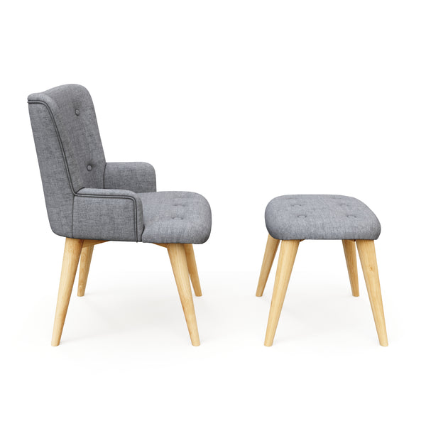 Sessel mit Hocker NEVIO grau