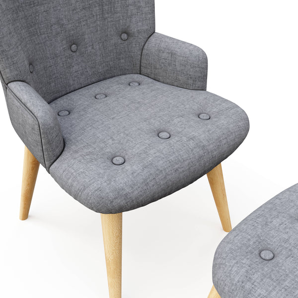 Sessel mit Hocker NEVIO grau