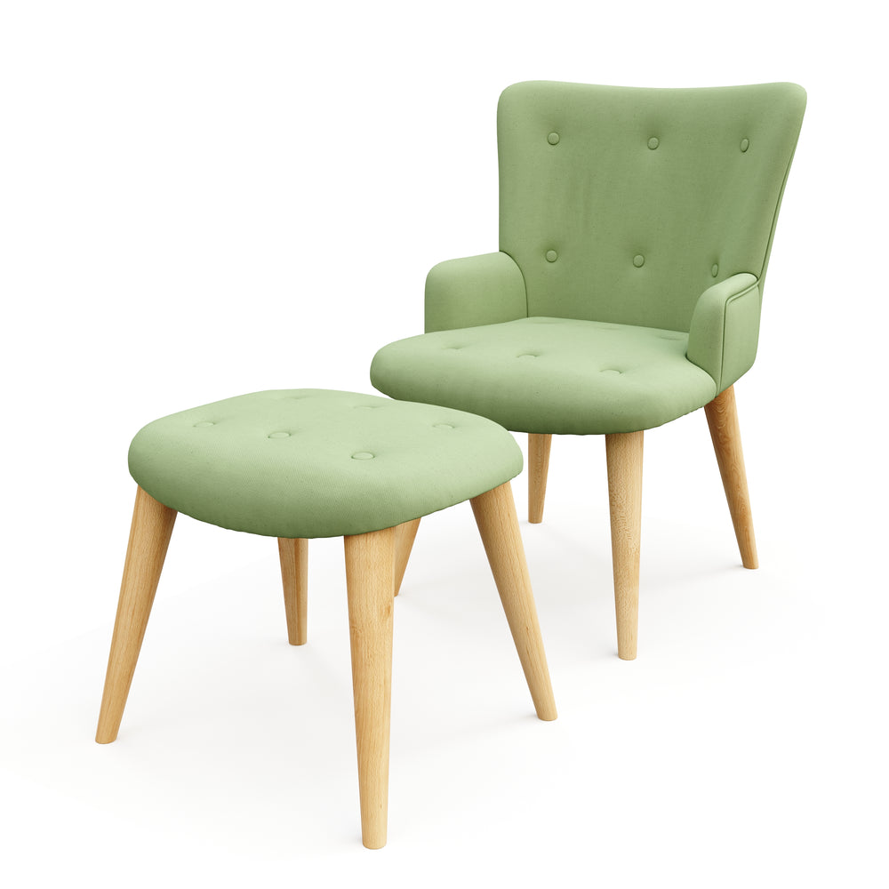 Poltrona NEVIO con poggiapiedi, verde menta