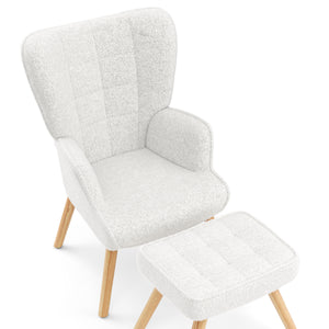 Sessel mit Hocker TEDDY weiss