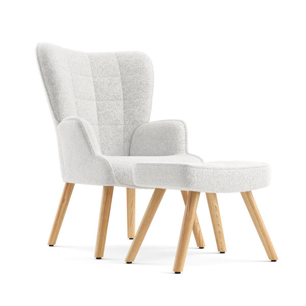 Sessel mit Hocker TEDDY weiss
