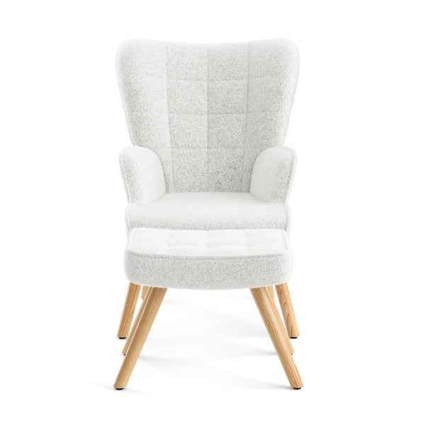 Sessel mit Hocker TEDDY weiss