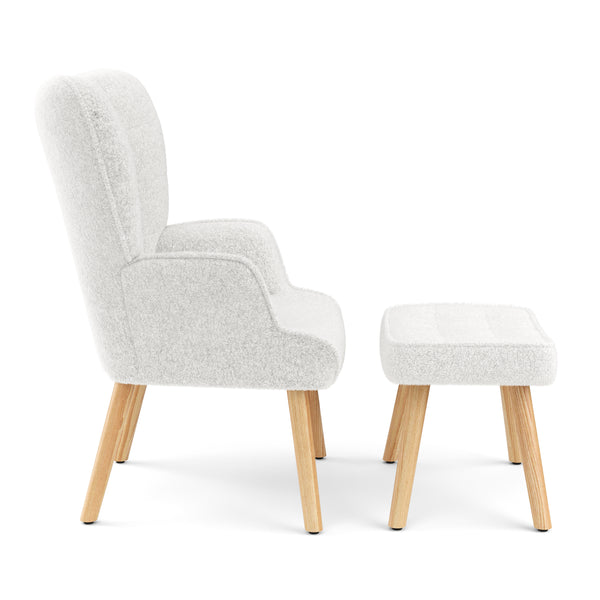 Sessel mit Hocker TEDDY weiss