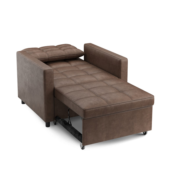 Sessel Leder mit Schlaffunktion LINO braun