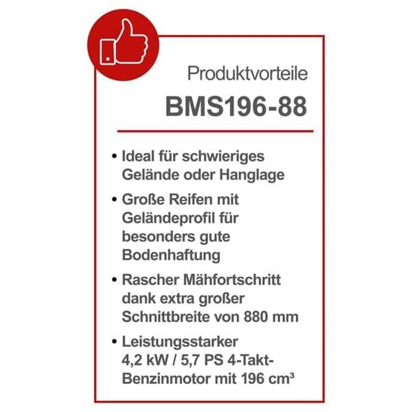 Scheppach - Benzin Balkenmäher BMS196-88 Scheppach - Schnittbreite/höhe 880mm / 30-60mm, 5,7PS