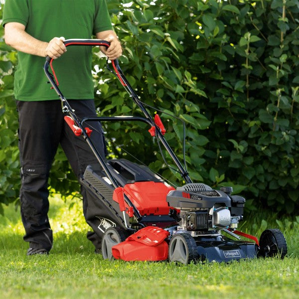 Scheppach - Benzinrasenmäher MS161-46, 46 cm Schnittbreite Radantrieb, Mulchfunktion, 55L Fangbox