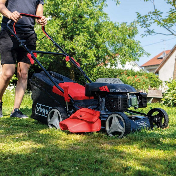 Scheppach - Benzinrasenmäher MS161-46, 46 cm Schnittbreite Radantrieb, Mulchfunktion, 55L Fangbox