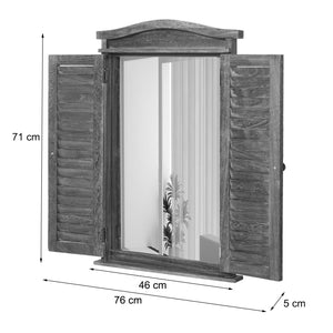 Shabby Badspiegel Spiegelfenster mit Fensterläden 71x46x5cm