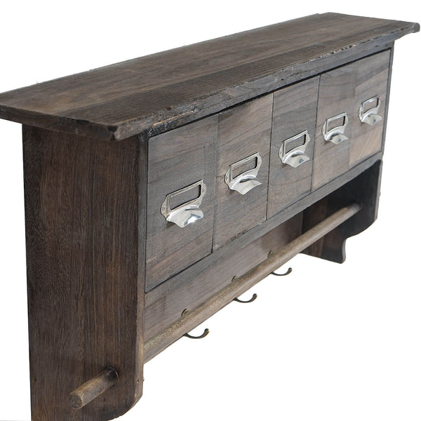 Shabby Chic Garderobe mit 5 Schubladen Vintage braun