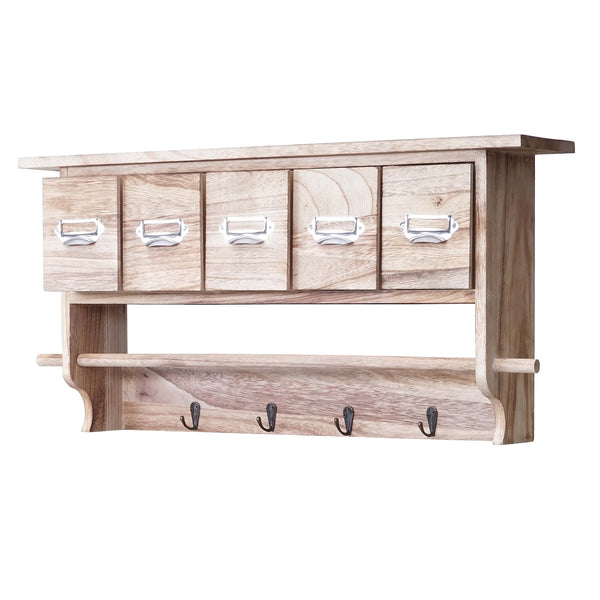 Shabby Chic Garderobe mit 5 Schubladen Vintage natur