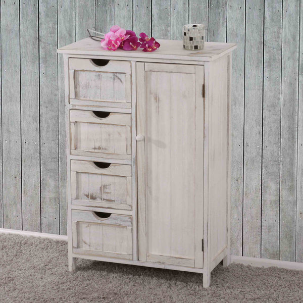Shabby Chic Kommode 4 Schubladen ~ weiss