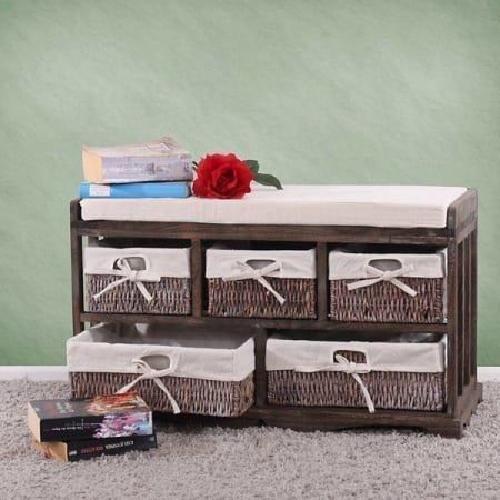 Shabby Chic Sitzbank 5 Schubladen