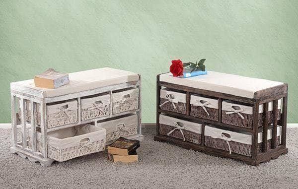 Shabby Chic Sitzbank 5 Schubladen