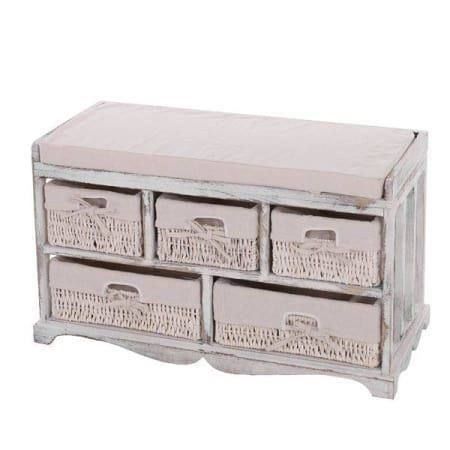 Shabby Chic Sitzbank 5 Schubladen