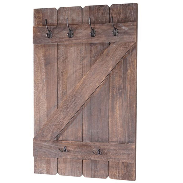 Shabby Chic Wandgarderobe 6 Haken 91x60cm braun