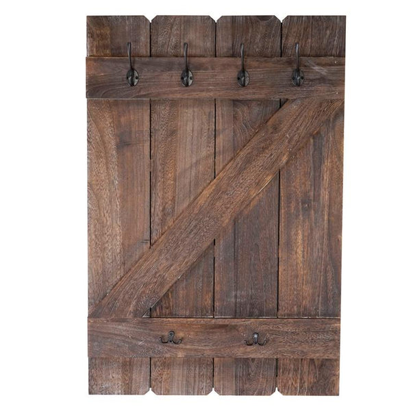 Shabby Chic Wandgarderobe 6 Haken 91x60cm braun