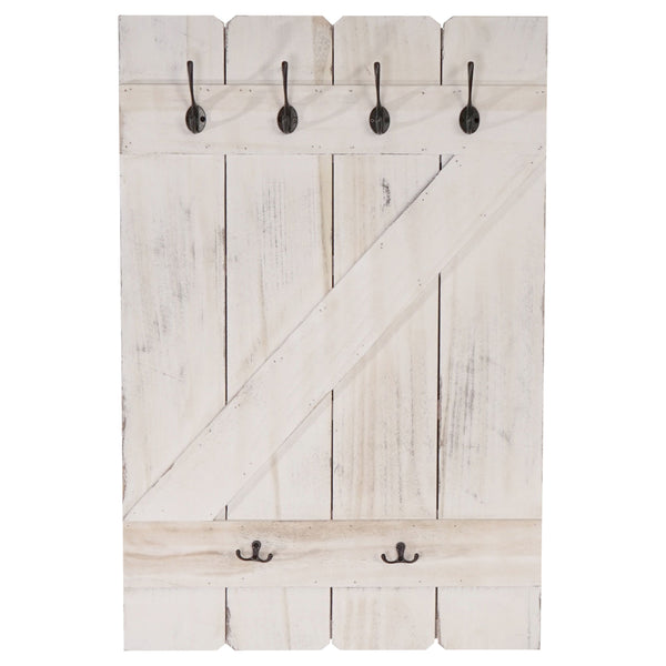 Shabby Chic Wandgarderobe 6 Haken 91x60cm ~ weiss