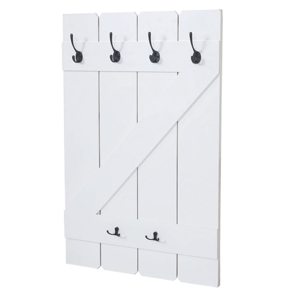 Shabby Chic Wandgarderobe 6 Haken 91x60cm weiss lackiert