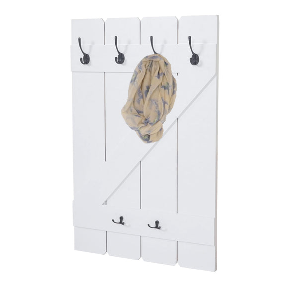 Shabby Chic Wandgarderobe 6 Haken 91x60cm weiss lackiert