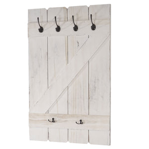 Shabby Chic Wandgarderobe 6 Haken 91x60cm ~ weiss