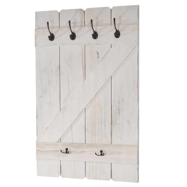 Shabby Chic Wandgarderobe 6 Haken 91x60cm ~ weiss