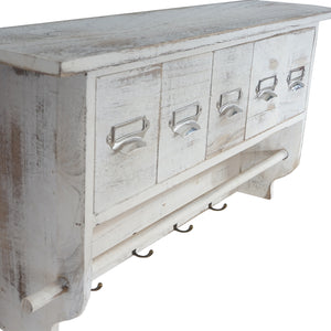 Shabby Chic Wandgarderobe mit 5 Schubladen Vintage weiss