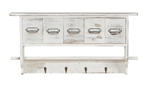 Shabby Chic Wandgarderobe mit 5 Schubladen Vintage weiss
