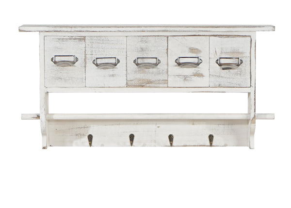 Shabby Chic Wandgarderobe mit 5 Schubladen Vintage weiss