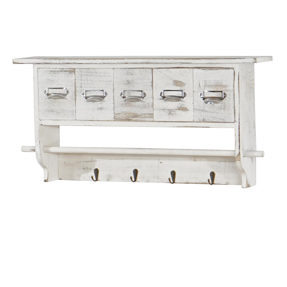 Shabby Chic Wandgarderobe mit 5 Schubladen Vintage weiss