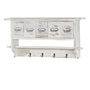 Shabby Chic Wandgarderobe mit 5 Schubladen Vintage weiss