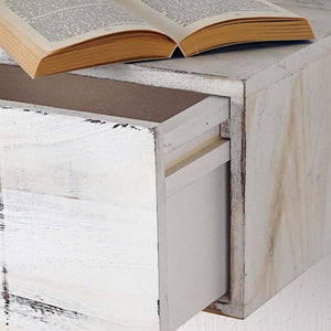 Shabby Nachttisch Dinant Schweberegal mit Schublade 21x46x30cm weiss