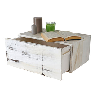 Shabby Nachttisch Dinant Schweberegal mit Schublade 21x46x30cm weiss