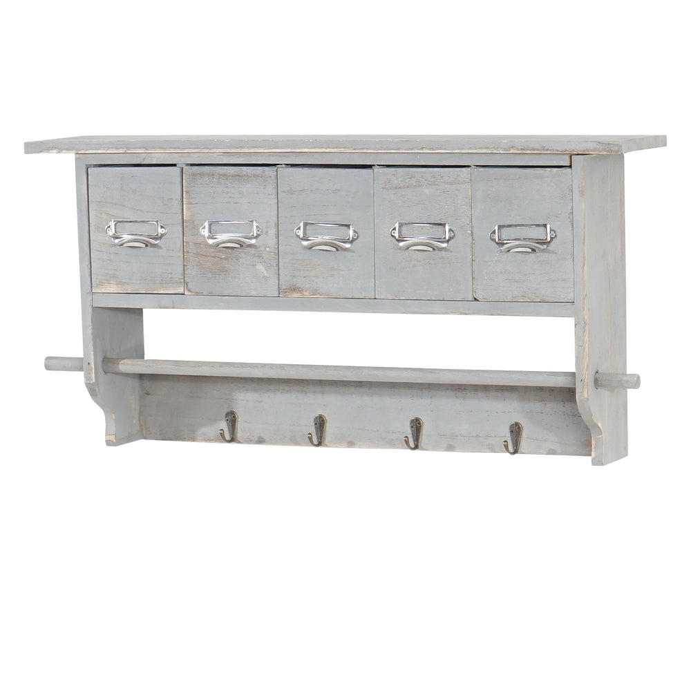 Shabby Chic Garderobe mit 5 Schubladen Vintage grau
