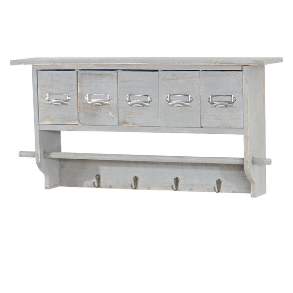 Shabby Chic Garderobe mit 5 Schubladen Vintage grau
