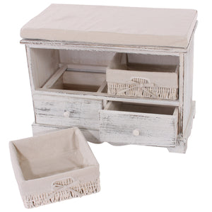 Shabby Garderobe mit Sitzbank mit 2 Körben ~ weiss