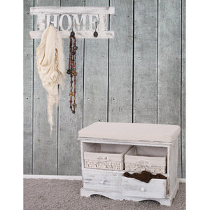 Shabby Garderobe mit Sitzbank mit 2 Körben ~ weiss