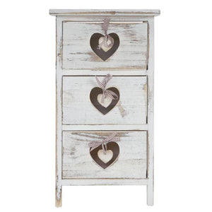 Shabby Kommode Forli 3 Schubladen mit Herzen