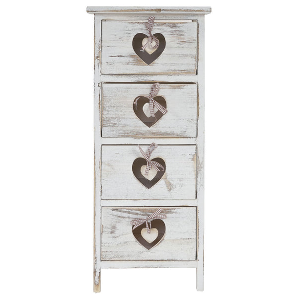 Shabby Kommode Forli 4 Schubladen mit Herzen