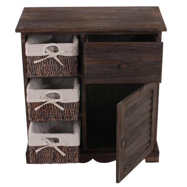 Shabby Kommode mit 3 Körben Vintage ~ braun