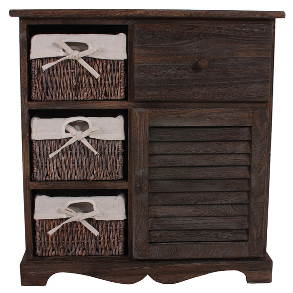 Shabby Kommode mit 3 Körben Vintage ~ braun