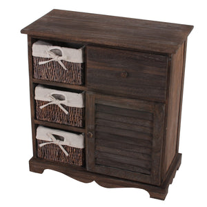 Shabby Kommode mit 3 Körben Vintage ~ braun