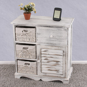 Shabby Kommode mit 3 Körben Vintage ~ weiss