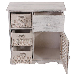 Shabby Kommode mit 3 Körben Vintage ~ weiss