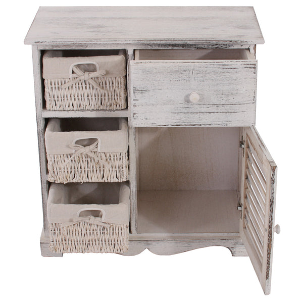 Shabby Kommode mit 3 Körben Vintage ~ weiss