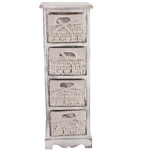 Shabby Kommode mit 4 Korbschubladen Vintage ~ weiss