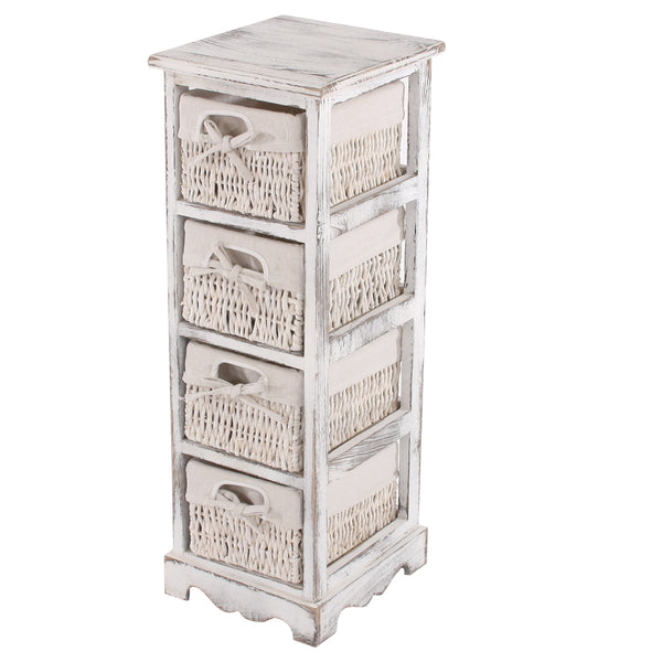 Shabby Kommode mit 4 Korbschubladen Vintage ~ weiss