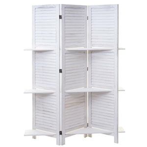 Shabby Paravent Yvelines mit Regalböden ~ weiss